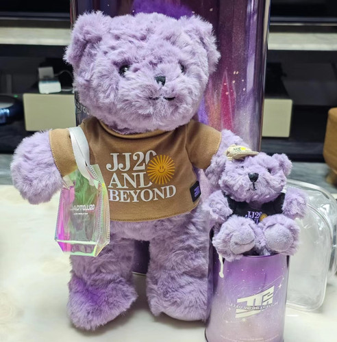 林俊杰应援演唱会JJ20周边同款迷你胖宝熊炫彩挎背包帆布袋镭射包