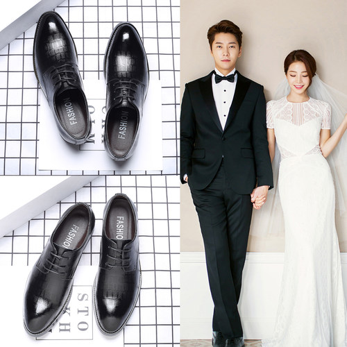 结婚新郎结婚皮鞋内增高拍婚纱照