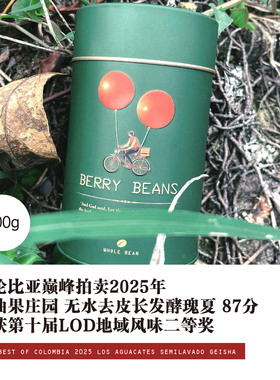 哥伦比亚巅峰拍卖2025年 牛油果庄园 无水去皮长发酵瑰夏 87分