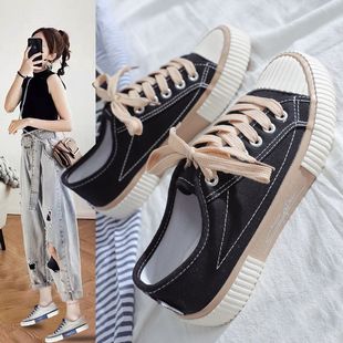 韩版 低帮帆布鞋 板鞋 春季 F110 硫化鞋 新款 学生胶鞋 ins潮鞋 女饼干鞋