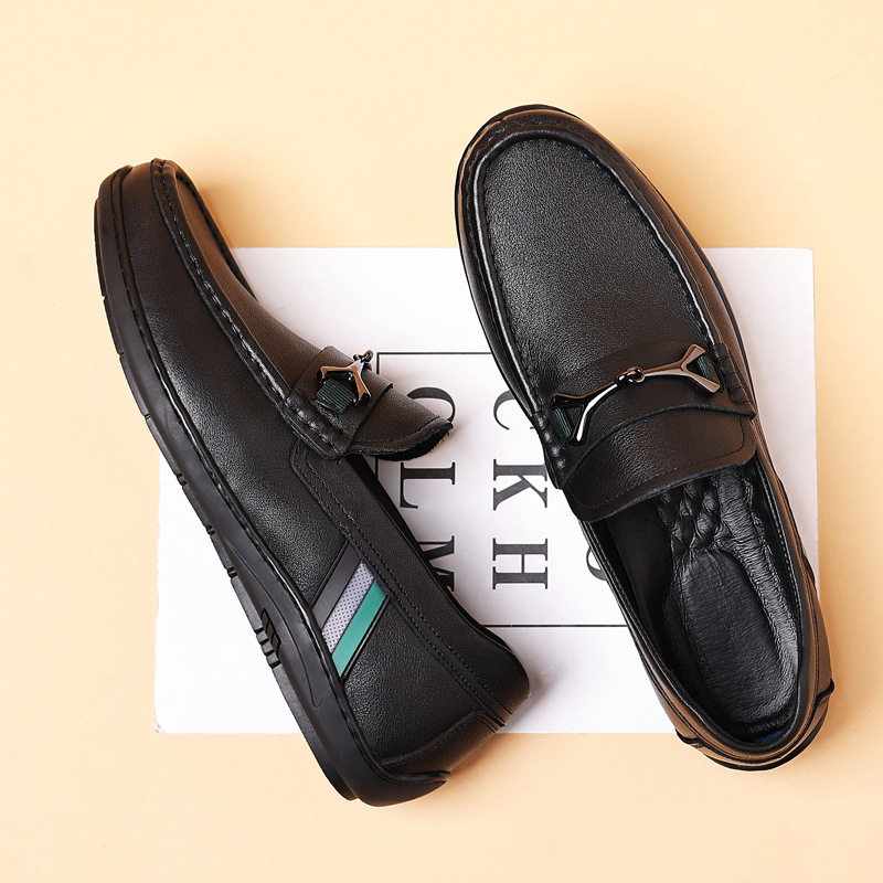 夏季新款头层牛皮男士豆豆鞋真皮休闲皮鞋欧货男款男鞋单鞋鞋子