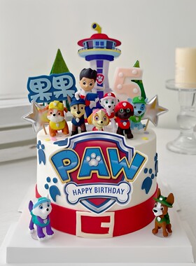 网红狗狗队长蛋糕装饰摆件卡通巡逻队儿童生日男孩小狗烘焙插件