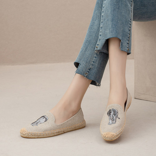 Soludos春夏渔夫鞋女平底草编鞋