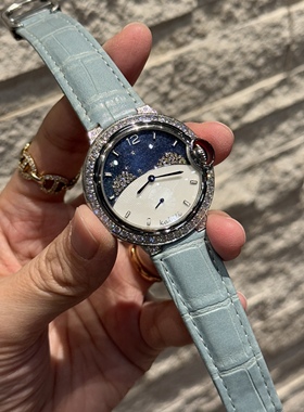 新款梦幻星空女表明星同款圆形时尚石英手表奢华小众满钻真皮女表