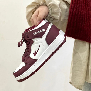 回力高帮板鞋情侣款2024秋季新款红色平底松糕加绒增高休闲运动鞋