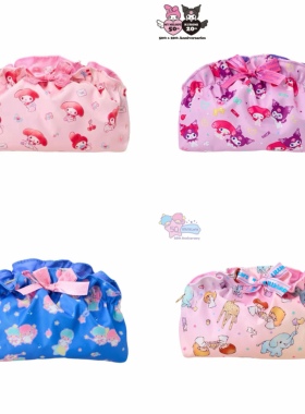 日单 双子星 美乐蒂库洛米 荷叶边蝴蝶结化妆包 旅行小物收纳包