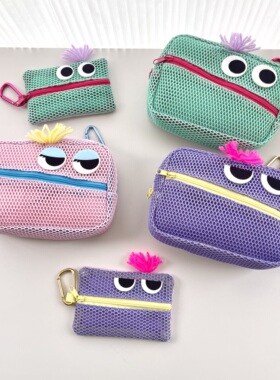 日单 plaza怪兽网纱豆腐包 杂物收纳小包 多用途零钱包化妆包卡包