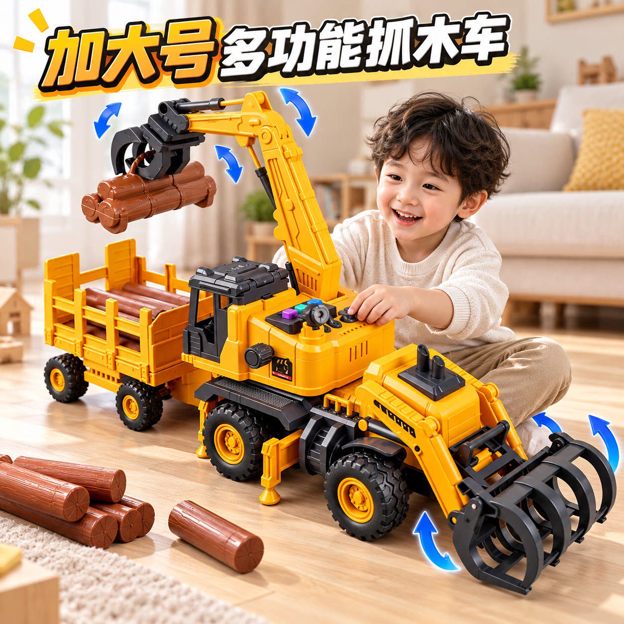 加大号惯性工程拖车男孩玩具