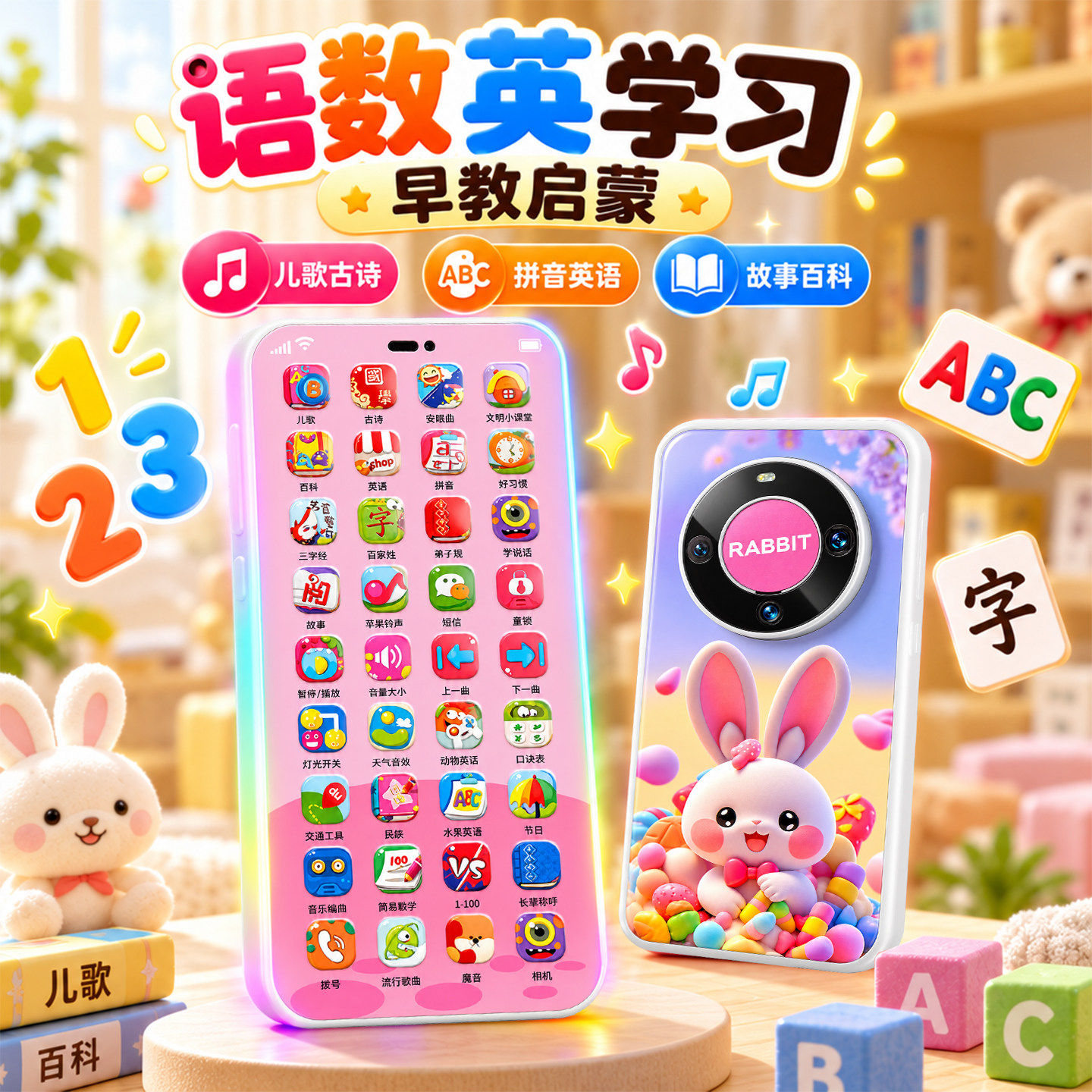 婴儿早教仿真音乐电话可充电
