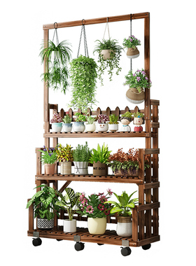 实木质置物架落地客厅阳台吊兰绿萝多肉花架子餐厅绿植盆景玄关架