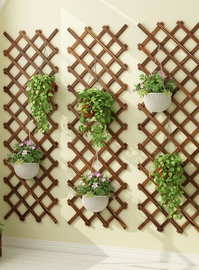 墙上装饰篱笆网格实木质家用客厅阳台花盆绿萝多肉悬挂式篱笆围栏