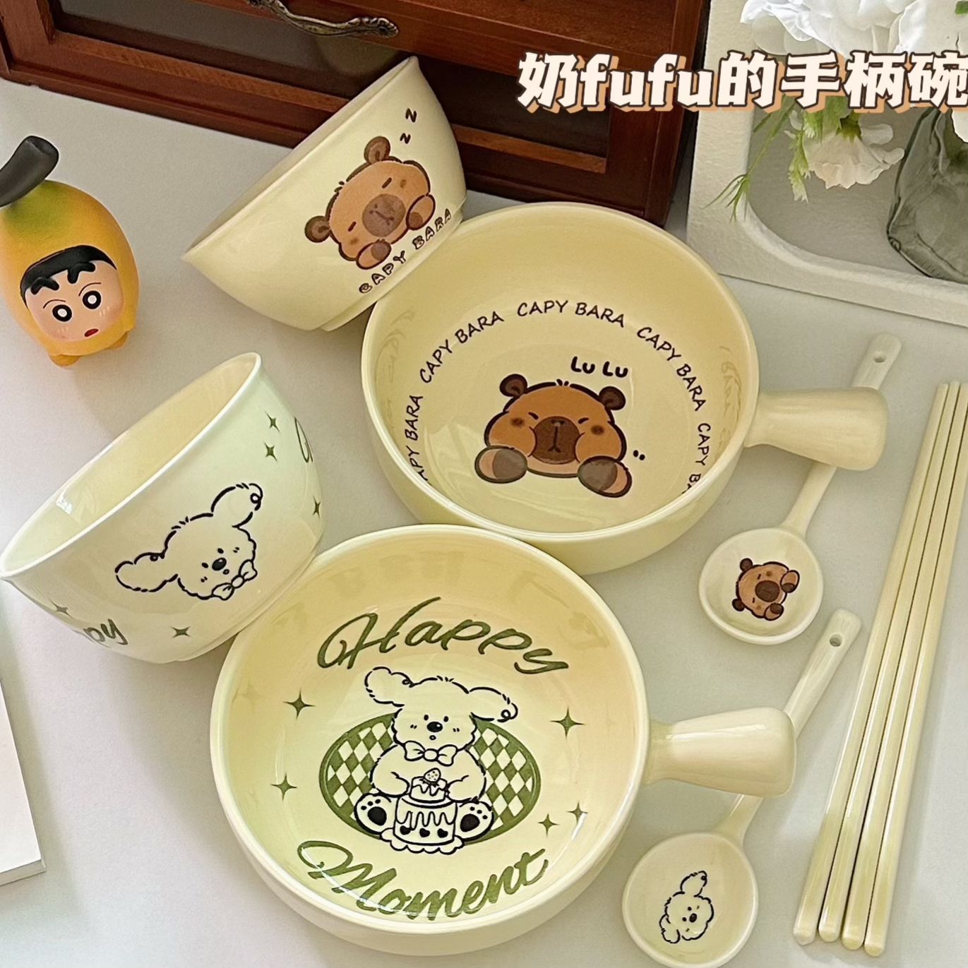 可爱陶瓷泡面碗带盖学生宿舍