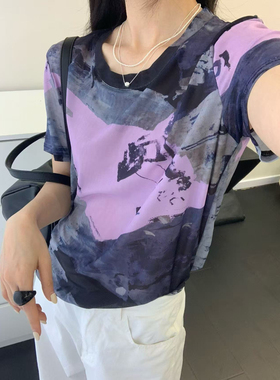 2025夏季新款时尚圆领气质百搭短袖T恤上衣女