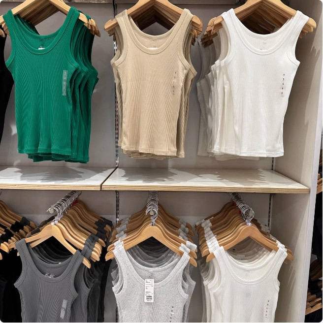 日单棉质罗纹圆领工字背心