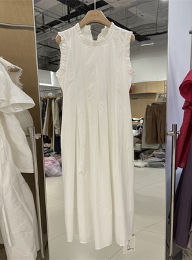 2025夏荷叶边连衣裙女茶歇法式桔梗森系气质高级感绑带长裙68081