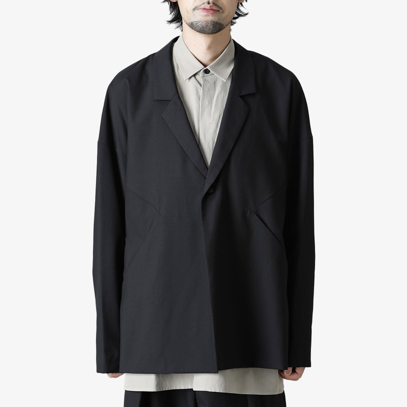 gaostudios春季黑色大落肩宽松西装男士极简主义解构设计休闲外套