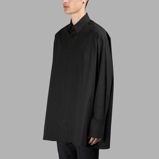GAOSTUDIOS黑色简约大衬衫 男极简主义纯棉廓形日系休闲宽松衬衣男