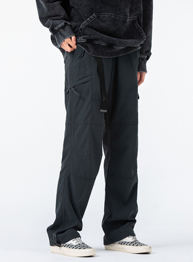 美式vibe潮流春夏机能防水户外透气速干工装裤抽绳宽松直筒运动裤