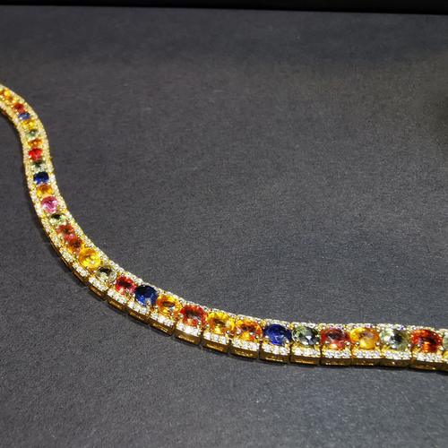 【luna与胖弟】 JN1119-30 彩色蓝宝石银镶手链