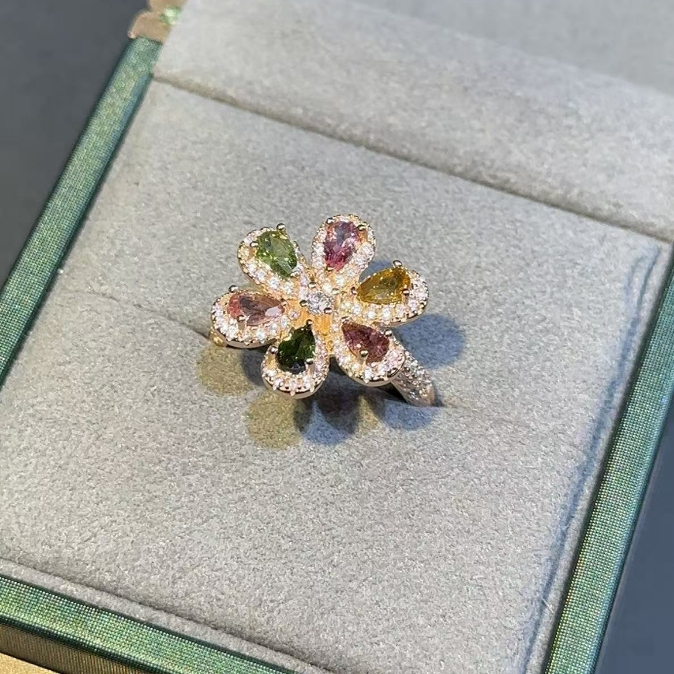 【luna与胖弟】 JN-LR7-110 碧玺银镶戒指