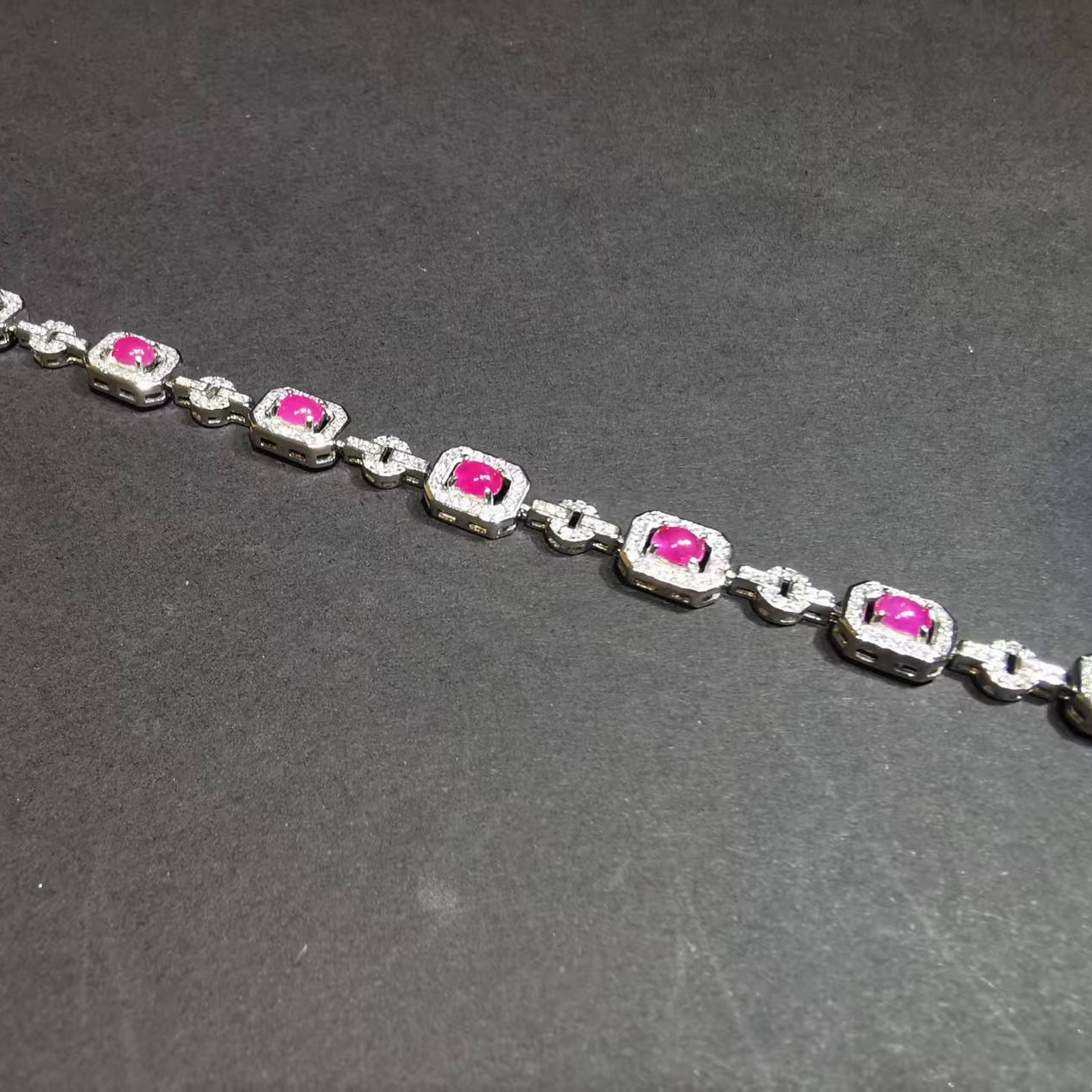 【luna与胖弟】JN-CBGF7-46 红宝石银镶手链