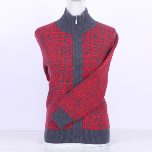 2024秋冬款羊毛衫女加厚高领开衫拉链修身妈妈装针织衫外套老年衫