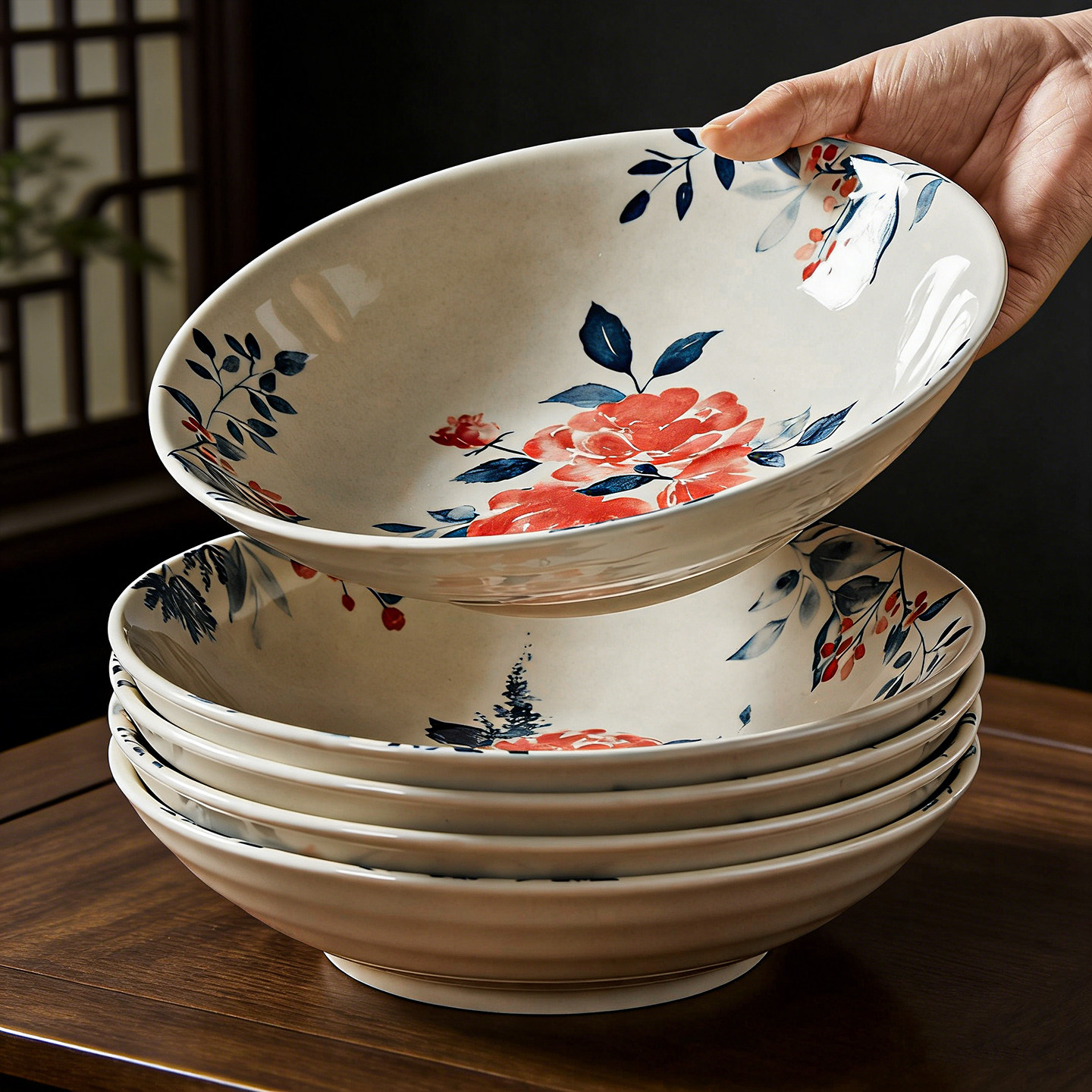 日式和风漂亮的深盘创意碟子家用碗盘套装汤盘鱼盘高级感盘子菜盘,餐饮具,盘,淘宝优惠券,粉丝福利购,淘宝优惠卷