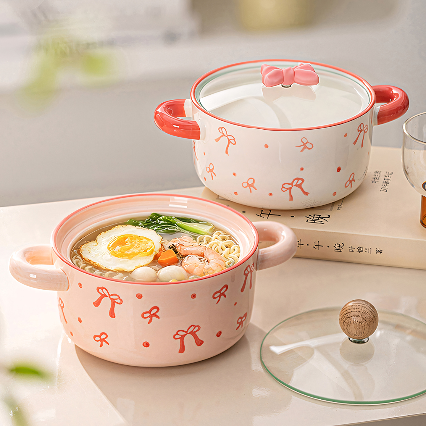 泡面碗带盖面碗高颜值汤碗陶瓷