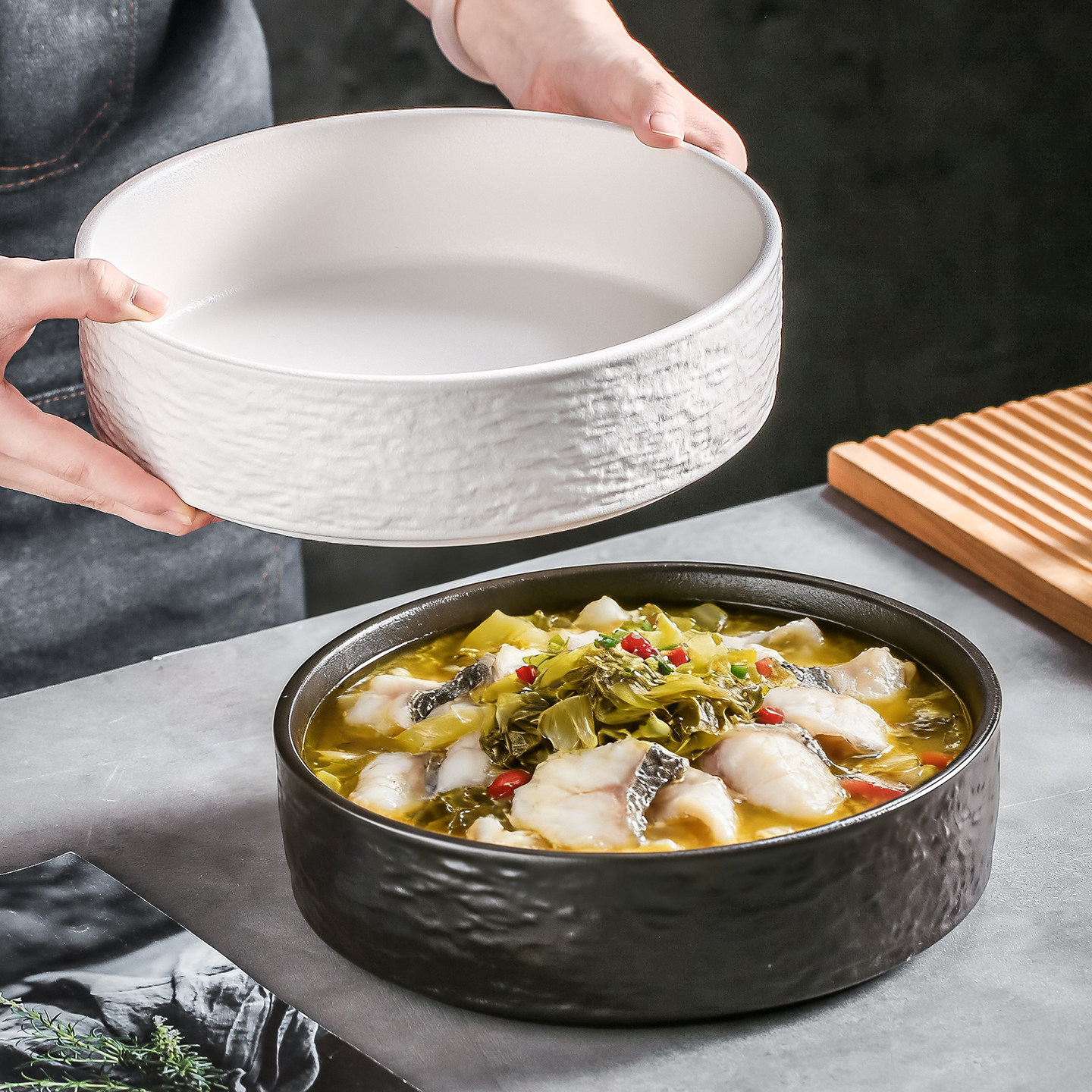 陶瓷碗水煮鱼汤碗酸菜鱼大盆碗大号干锅盆水煮肉片专用汤盆毛血旺,餐饮具,碗,淘宝优惠券,粉丝福利购,淘宝优惠卷