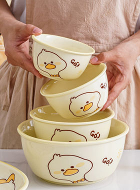 小黄鸭卡通防烫釉下彩陶瓷餐具