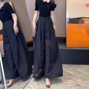 天丝亚麻休闲阔腿裤 女夏薄款 2025新款 高腰宽松显瘦垂感百搭拖地裤