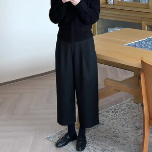 小个子黑色九分阔腿裤女秋季2026新款大码胖mm高腰宽松显瘦休闲裤