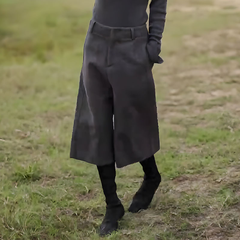 老钱风休闲毛呢七分裤女2025秋季新款宽松遮胯简约通勤百搭阔腿裤