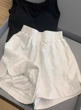 白色棉麻休闲短裤女2026夏季薄款大码胖mm松紧高腰小个子显瘦热裤