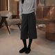 垂感深灰色毛呢七分裤 胖mm小众阔腿宽松休闲裤 女秋2025年新款 大码