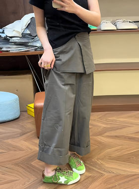 灰绿色屁帘裤女2026夏季流行新款高腰宽松时尚遮胯小众百搭休闲裤