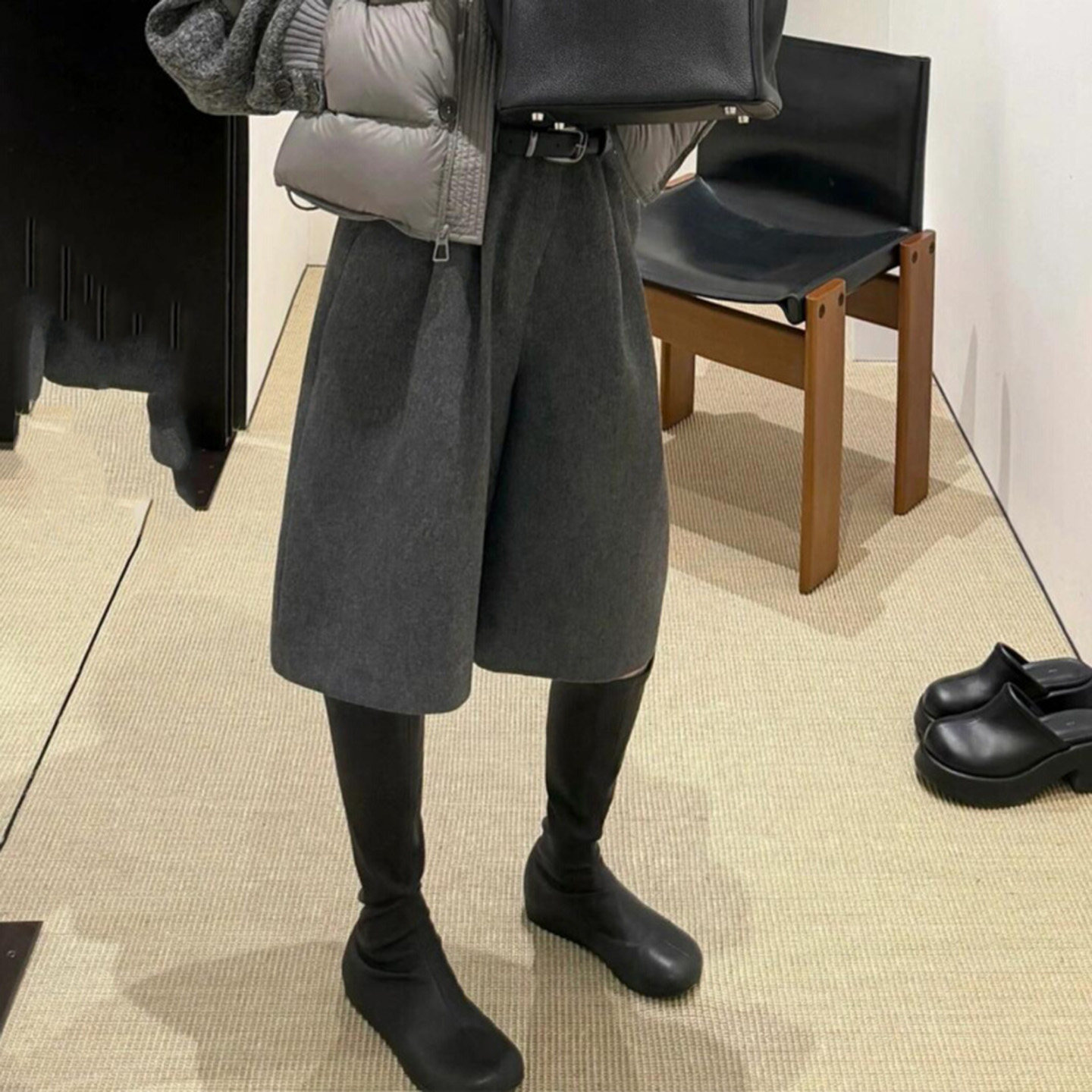 灰色毛呢五分裤女2025年冬季流行新款时髦洋气高腰遮胯显瘦直筒裤,女装/女士精品,大码裤装,淘宝优惠券,粉丝福利购,淘宝优惠卷