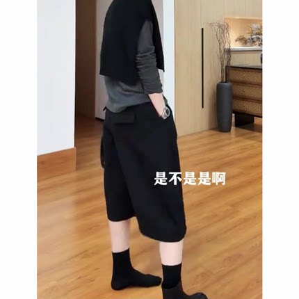 灰色毛呢休闲裤女2025秋季流行新款高腰宽松时尚百搭日常阔腿中裤