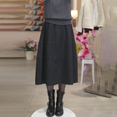 灰色毛呢花苞裙女秋冬新款 高腰显瘦遮肉时尚 百搭洋气休闲半身裙子
