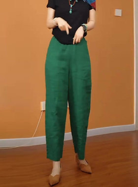 绿色直筒裤女2026夏季新款老钱风复古时尚减龄百搭显瘦休闲裤