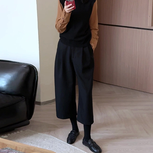 垂坠感松弛风直筒裤2026女秋季流行款通勤黑色九分休闲裤显瘦裤子