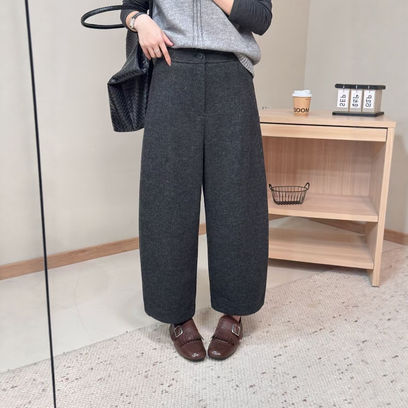 羊绒九分奶奶裤女加绒加厚秋冬新款小个子宽松显瘦直筒休闲萝卜裤