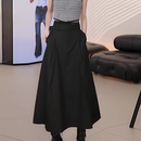 高腰显瘦设计感A字休闲中长裙 夏季 韩版 黑色半身裙女2025新款 时尚