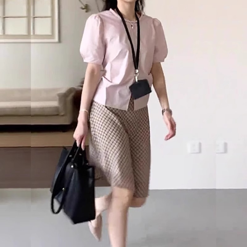2025超火夏装时尚设计感显瘦半裙减龄轻奢高级感格子半身裙女