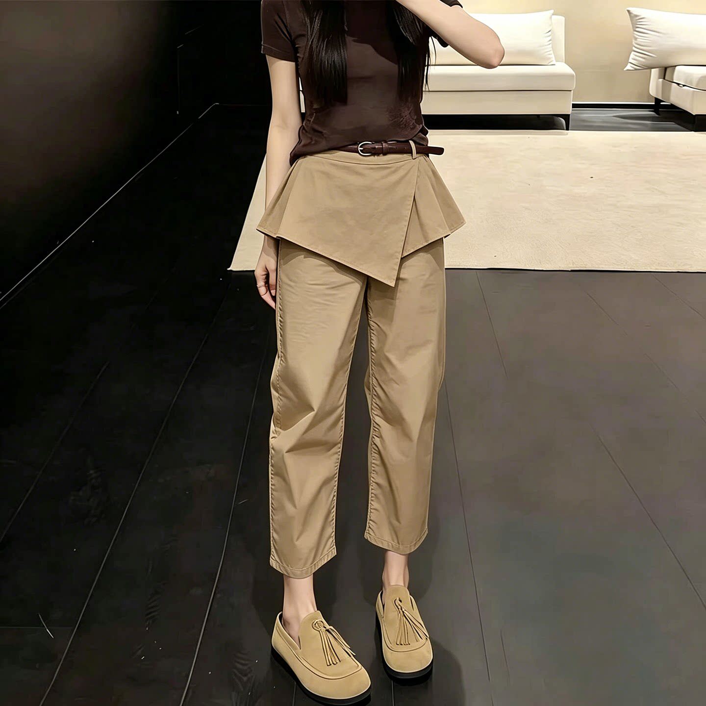 设计感屁帘九分裤女2026夏季流行新款小个子高腰洋气百搭休闲裤子图片