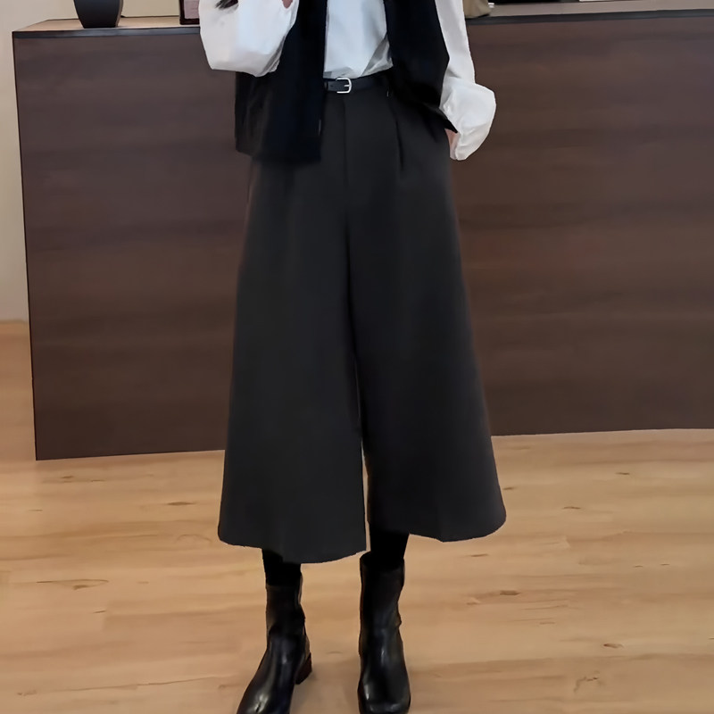 深灰色垂感七分裤女2025秋季新款褶皱日常百搭显瘦舒适直筒阔腿裤,女装/女士精品,大码裤装,淘宝优惠券,粉丝福利购,淘宝优惠卷