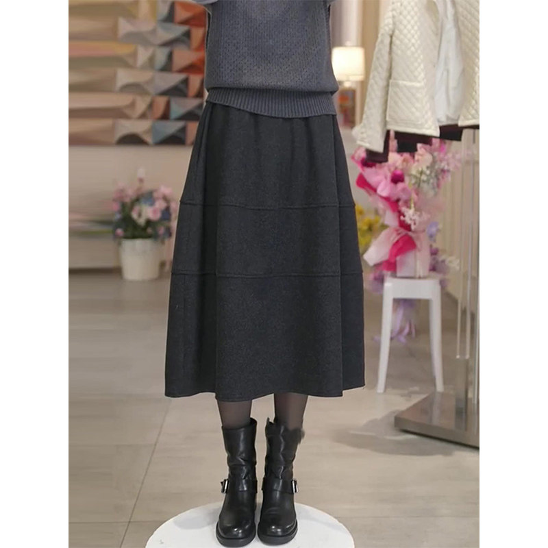 灰色毛呢花苞裙女秋冬新款高腰显瘦遮肉时尚百搭洋气休闲半身裙子,女装/女士精品,大码半身裙,淘宝优惠券,粉丝福利购,淘宝优惠卷