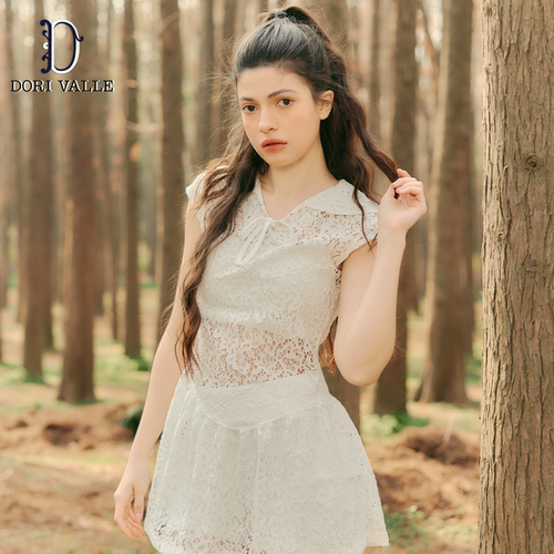 DoriValle甜美蕾丝百褶连衣裙女