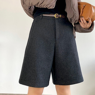 五分裤 显瘦中裤 休闲西裤 羊毛短裤 靴裤 灰色毛呢西装 半裤 女冬季