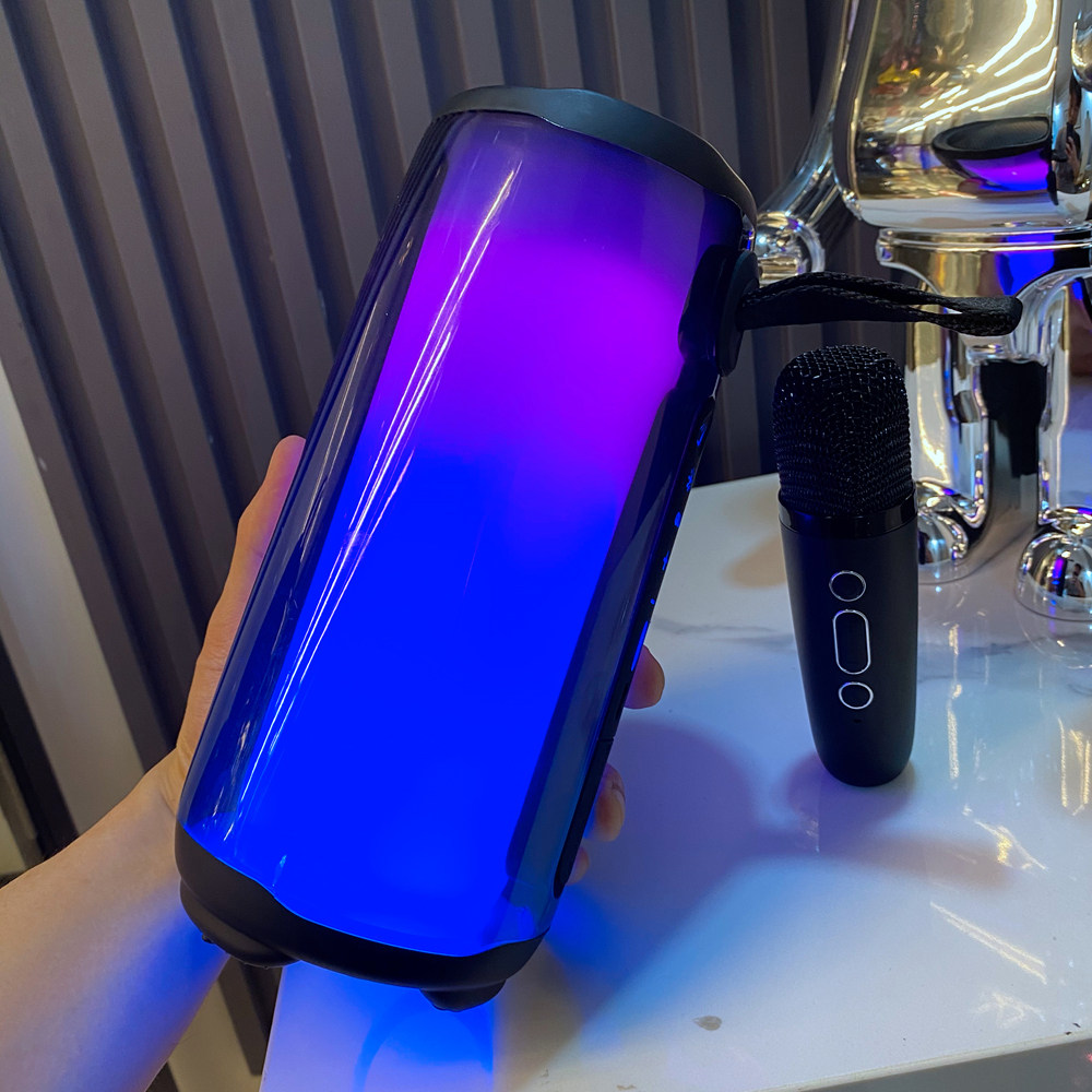 网红蓝牙音箱脉动5家用唱歌话筒一体麦克风k歌律动灯光低音炮音响